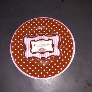 Trisa Chocolate Polka Dot Dessert Plate 8"